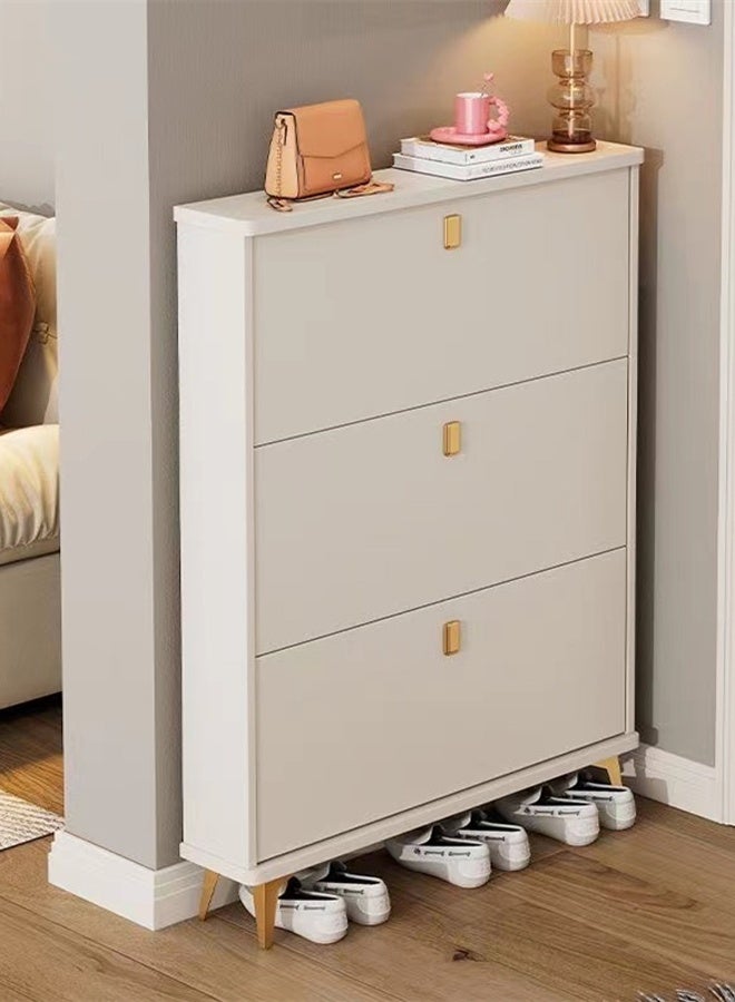 Kutis 3-Tier Household Upgraded Tipping Bucket Design Shoe Rack  Large Space Shoe Organizer Shoe Storage Cabinet  Density Board 80 x 17 x 118 cm. - Image 2
